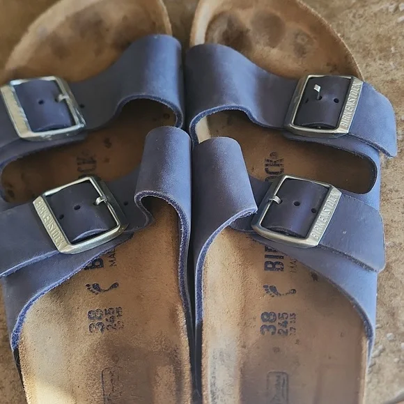 Birkenstock Sandals Wirh Blue Leather Strap Size 38 - Picture 10 of 12